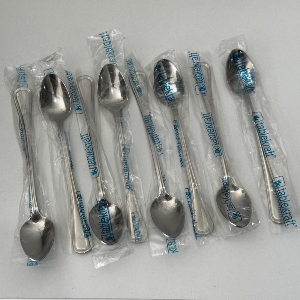 Tablekraft Soda Spoons Set of 8 - 18/10 Stainless Steel Long Handle 7"